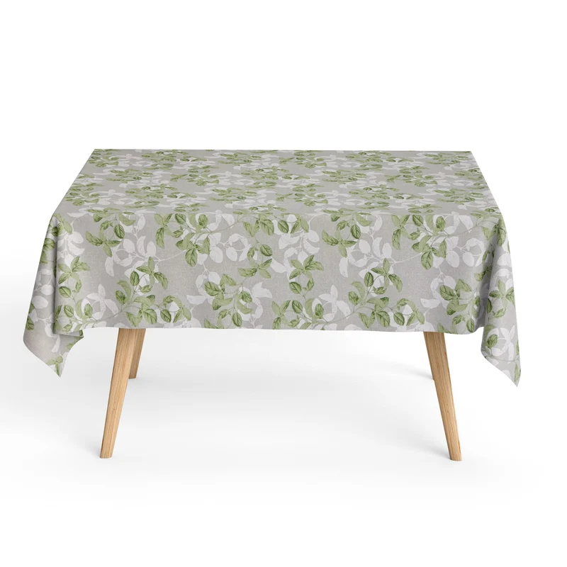 Jacquard Tischdecke aus beschichteter Baumwolle mit Fleckenschutz BLANCHE Basilikum eckig rund oval
