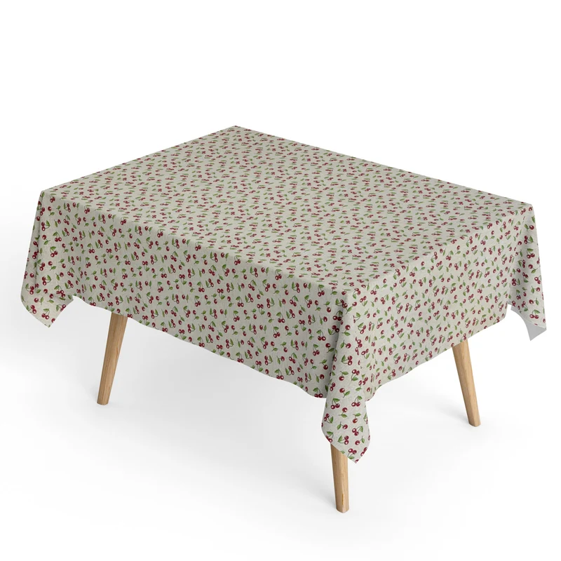 Jacquard Tischdecke aus beschichteter Baumwolle mit Fleckenschutz CHERRIES Kirschen eckig rund oval