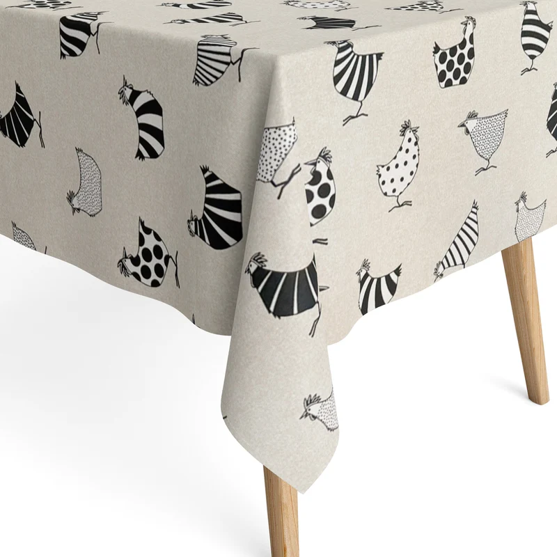 Jacquard Tischdecke aus beschichteter Baumwolle mit Fleckenschutz Rego05 Hühner Henne eckig rund oval
