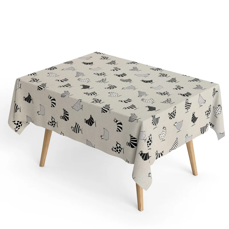 Jacquard Tischdecke aus beschichteter Baumwolle mit Fleckenschutz Rego05 Hühner Henne eckig rund oval
