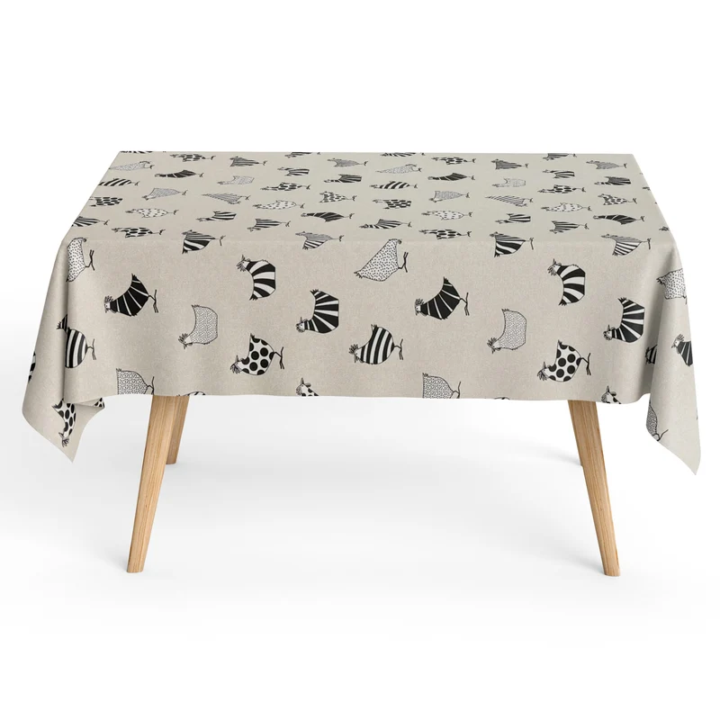 Jacquard Tischdecke aus beschichteter Baumwolle mit Fleckenschutz Rego05 Hühner Henne eckig rund oval