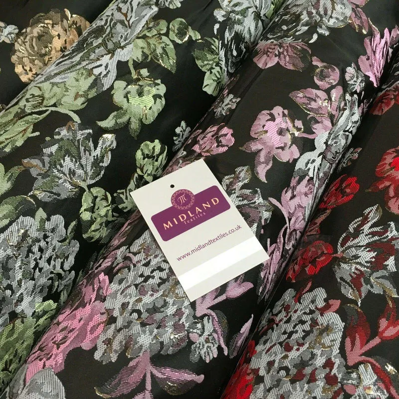 Indian Large Vintage Floral Jacquard Brocade Fabric 147 cm Wide MA1169 Mtex