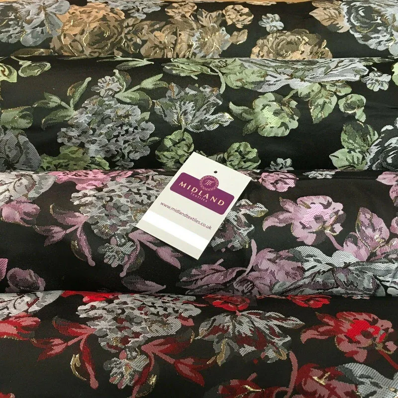 Indian Large Vintage Floral Jacquard Brocade Fabric 147 cm Wide MA1169 Mtex