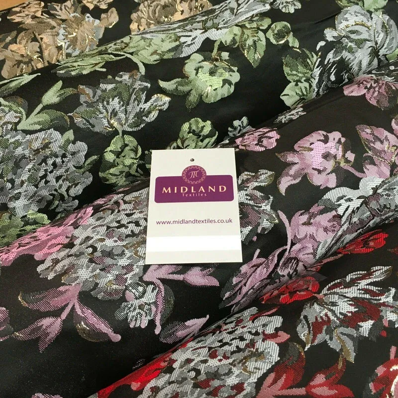 Indian Large Vintage Floral Jacquard Brocade Fabric 147 cm Wide MA1169 Mtex