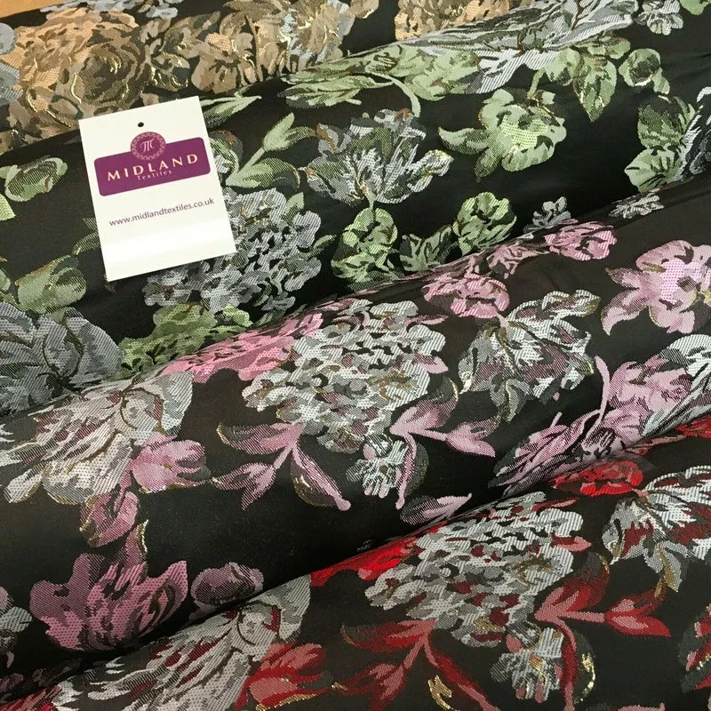 Indian Large Vintage Floral Jacquard Brocade Fabric 147 cm Wide MA1169 Mtex