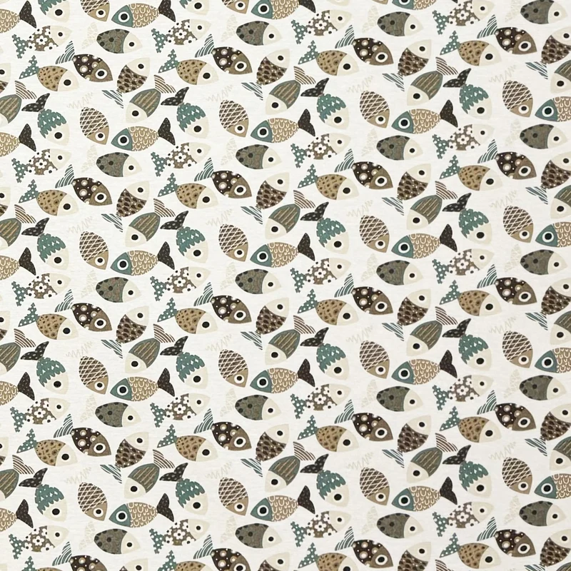 Jacquard Tischdecke aus beschichteter Baumwolle mit Fleckenschutz PESCADO Fische maritim eckig rund oval