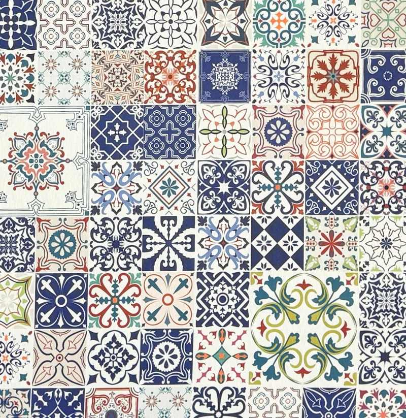 Jacquard Tischdecke aus beschichteter Baumwolle mit Fleckenschutz DG154 Mosaik Sizilien Fliesen eckig rund oval