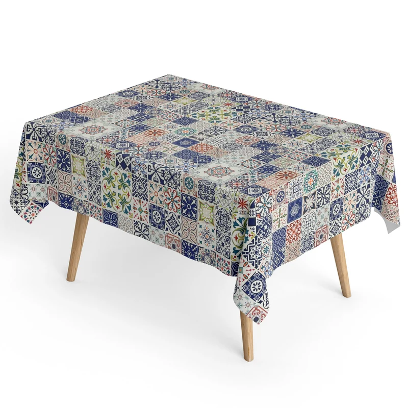 Jacquard Tischdecke aus beschichteter Baumwolle mit Fleckenschutz DG154 Mosaik Sizilien Fliesen eckig rund oval