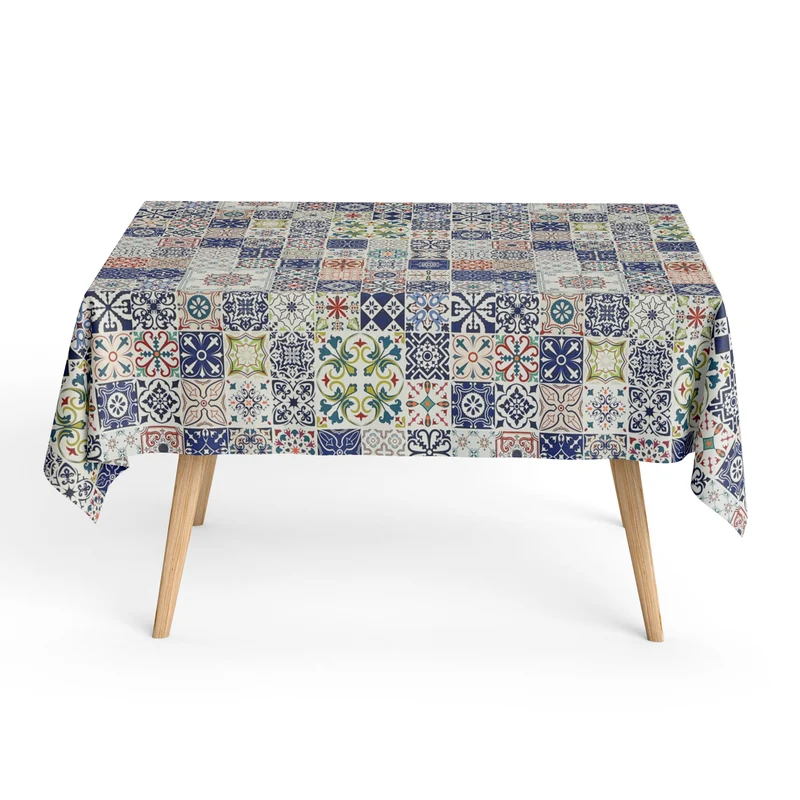 Jacquard Tischdecke aus beschichteter Baumwolle mit Fleckenschutz DG154 Mosaik Sizilien Fliesen eckig rund oval