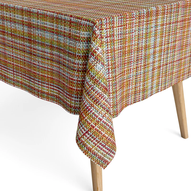 Jacquard Tischdecke aus beschichteter Baumwolle mit Fleckenschutz WARHOL Leinen-Optik bunt eckig rund oval