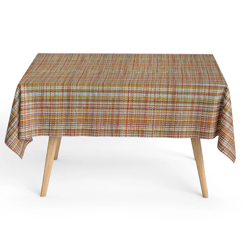 Jacquard Tischdecke aus beschichteter Baumwolle mit Fleckenschutz WARHOL Leinen-Optik bunt eckig rund oval