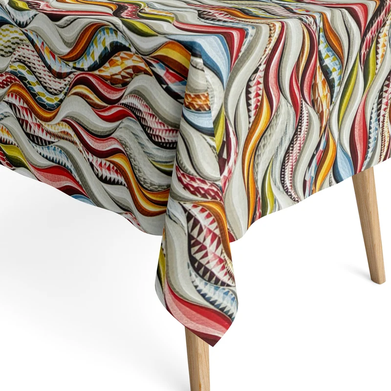 Jacquard Tischdecke aus beschichteter Baumwolle mit Fleckenschutz COLOR LOVE eckig rund oval