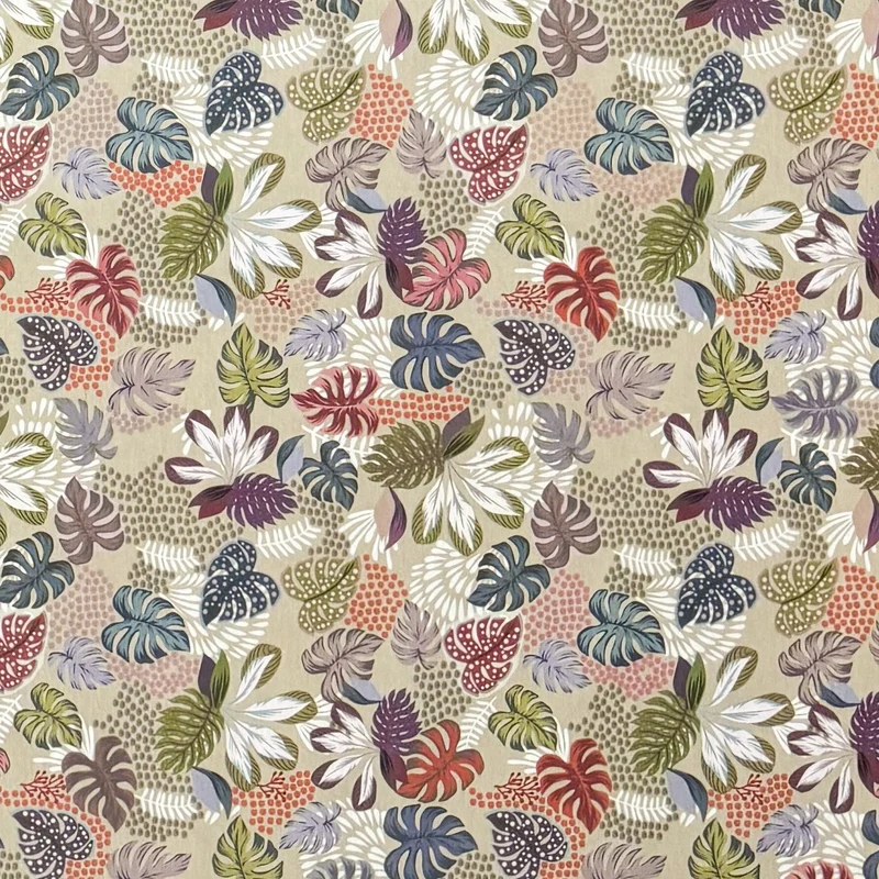 Jacquard Tischdecke aus beschichteter Baumwolle mit Fleckenschutz DG134 Dschungel Monstera eckig rund oval