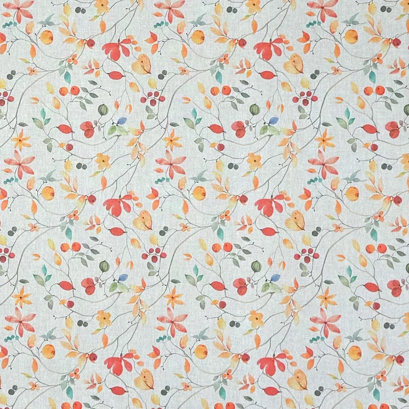 Jacquard Tischdecke aus beschichteter Baumwolle mit Fleckenschutz DG159 Herbst Blätter Hagebutte eckig rund oval