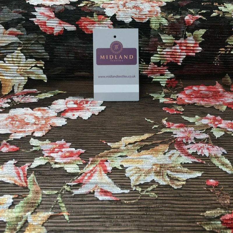 Lightweight Pleated Net floral Satin dress Fabric 140cm Wide MR1074 Mtex
