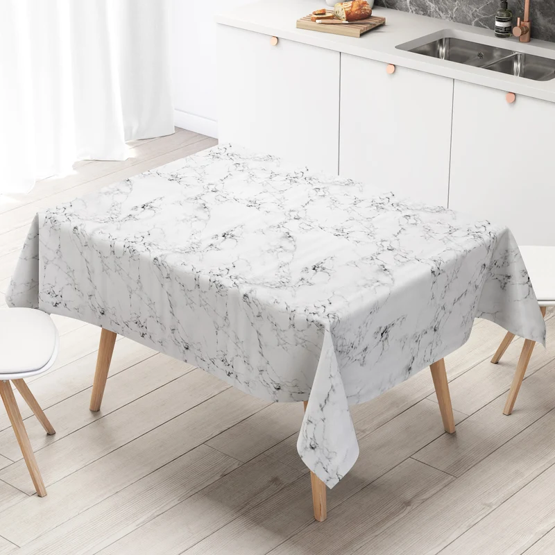 Wachstuch Tischdecke K150142 marmoriert schwarz weiss eckig rund oval