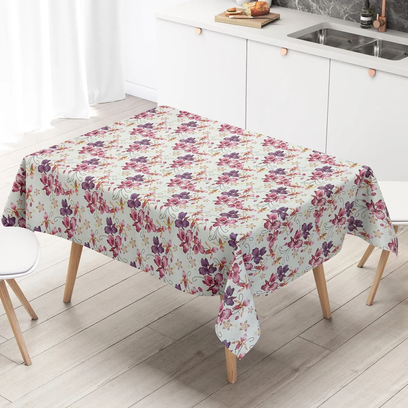 Wachstuch Tischdecke geprägt M19414 rosa Blüten Orchideen eckig rund oval
