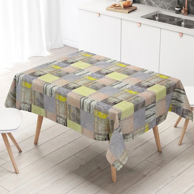 Wachstuch Tischdecke geprägt M19353 Holz Dielen Mosaik eckig rund oval