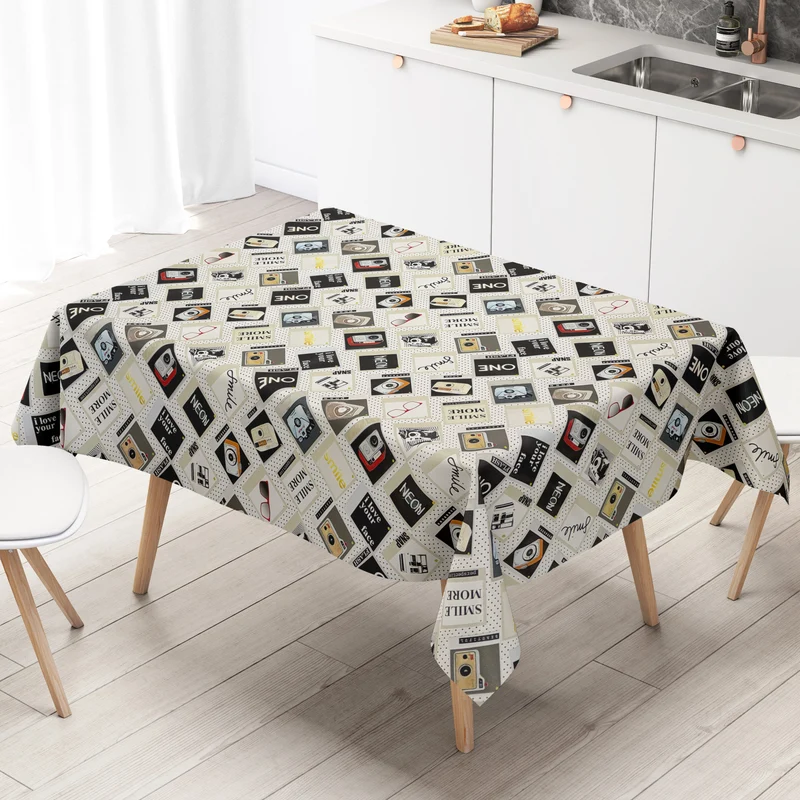 Wachstuch Tischdecke M19352 retro Fotoapparat Kamera Smile eckig rund oval