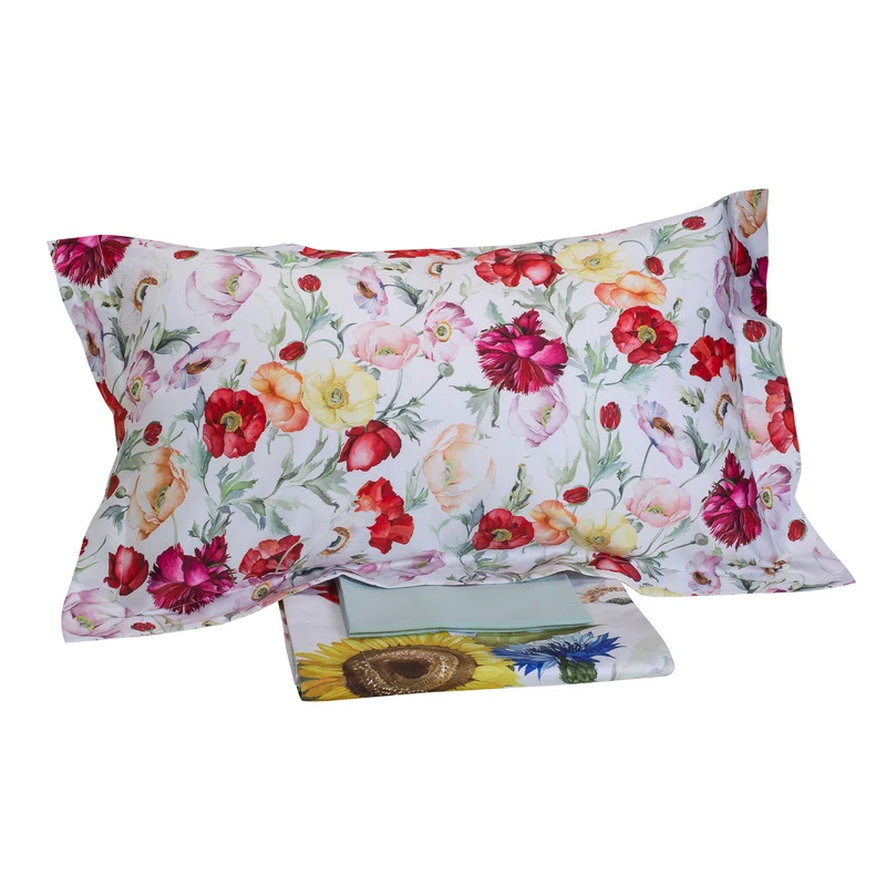 Completo Lenzuola spring field Floreale in Raso di cotone