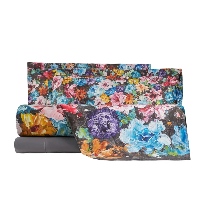 Completo Copripiumino painted garden Floreale in Raso di cotone
