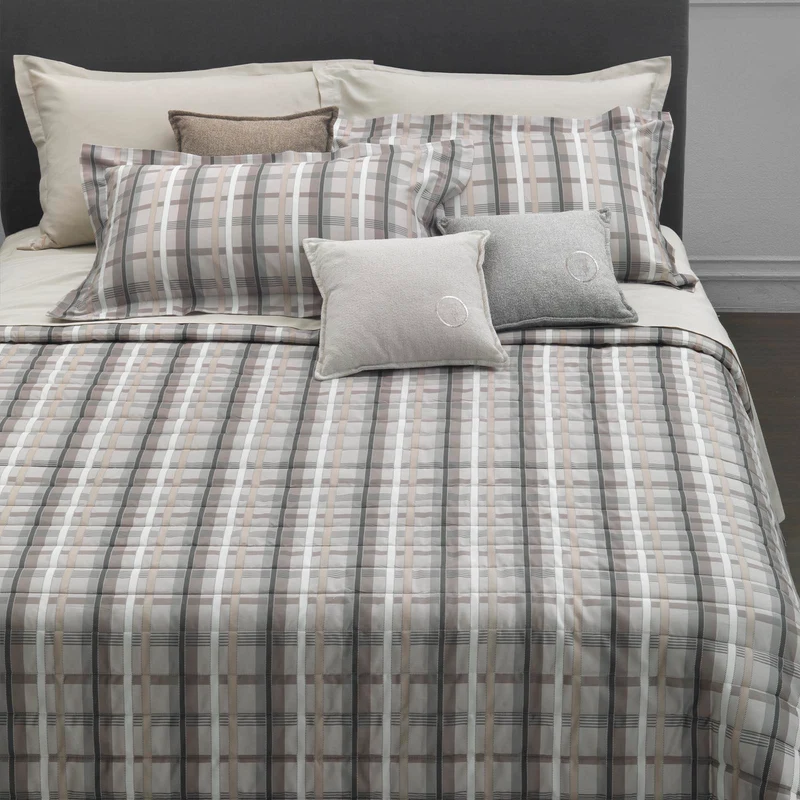 Completo Copripiumino light tartan Moderno in Raso di cotone