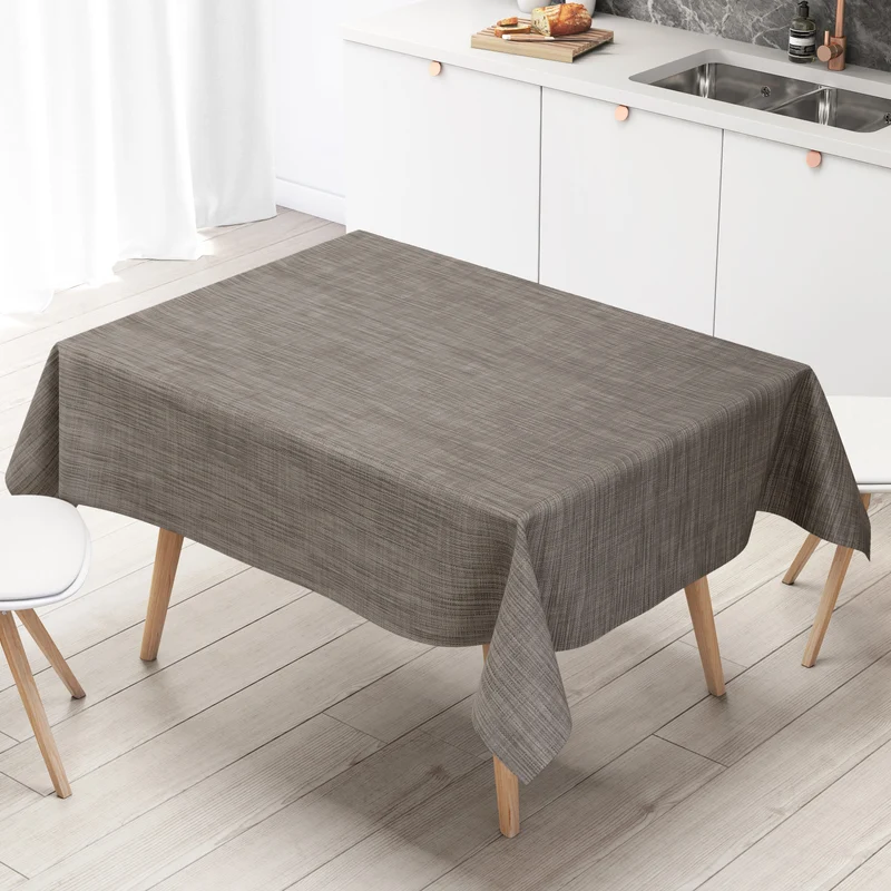 Wachstuch Tischdecke 160 cm Breite Übergröße B1778-05 grau braun Leinenoptik eckig rund oval