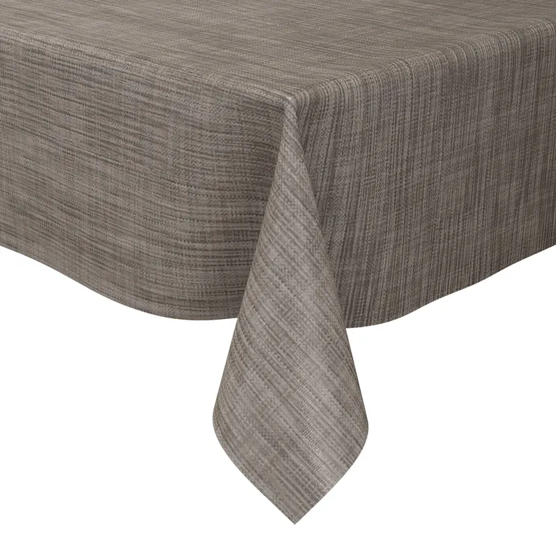 Wachstuch Tischdecke 160 cm Breite Übergröße B1778-05 grau braun Leinenoptik eckig rund oval