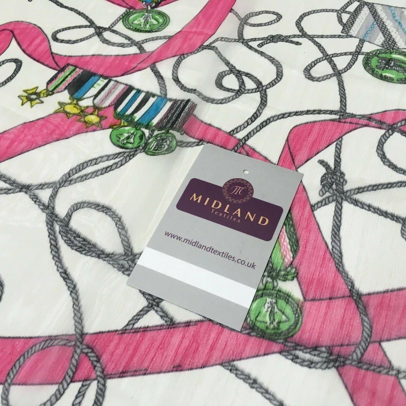 Pink Medal Ropes Crinkle Georgette Chiffon's Fabric 150cm wide MK1090-1 Mtex