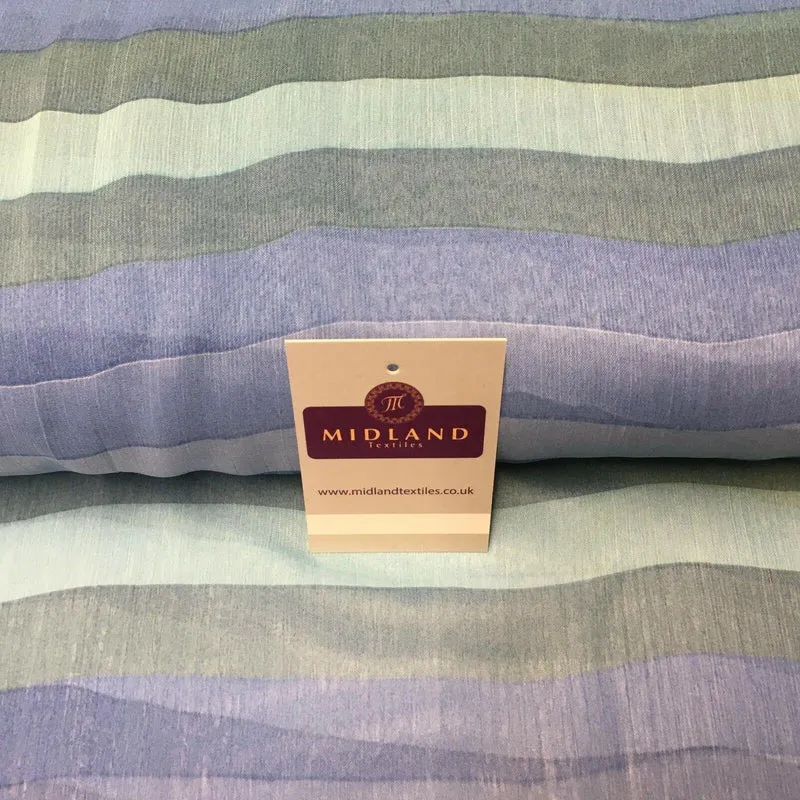Blue stripes printed Crinkle Georgette Chiffon fabric 150cm wide MK1090-12