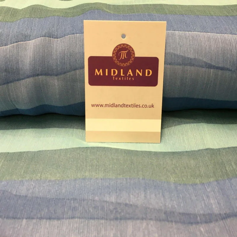 Blue stripes printed Crinkle Georgette Chiffon fabric 150cm wide MK1090-12