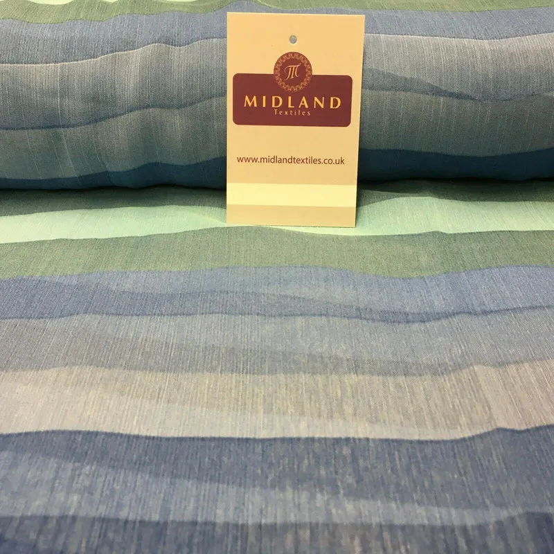 Blue stripes printed Crinkle Georgette Chiffon fabric 150cm wide MK1090-12