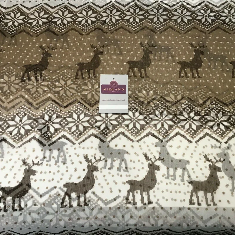 Cream Brown Reindeer Crinkle Georgette Chiffon Fabric 150cm wide MK1090-7