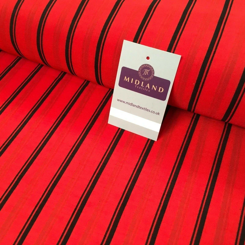 Red Stripped Georgette crepe Linen effect Fabric 150cm wide MK1095-7 Mtex