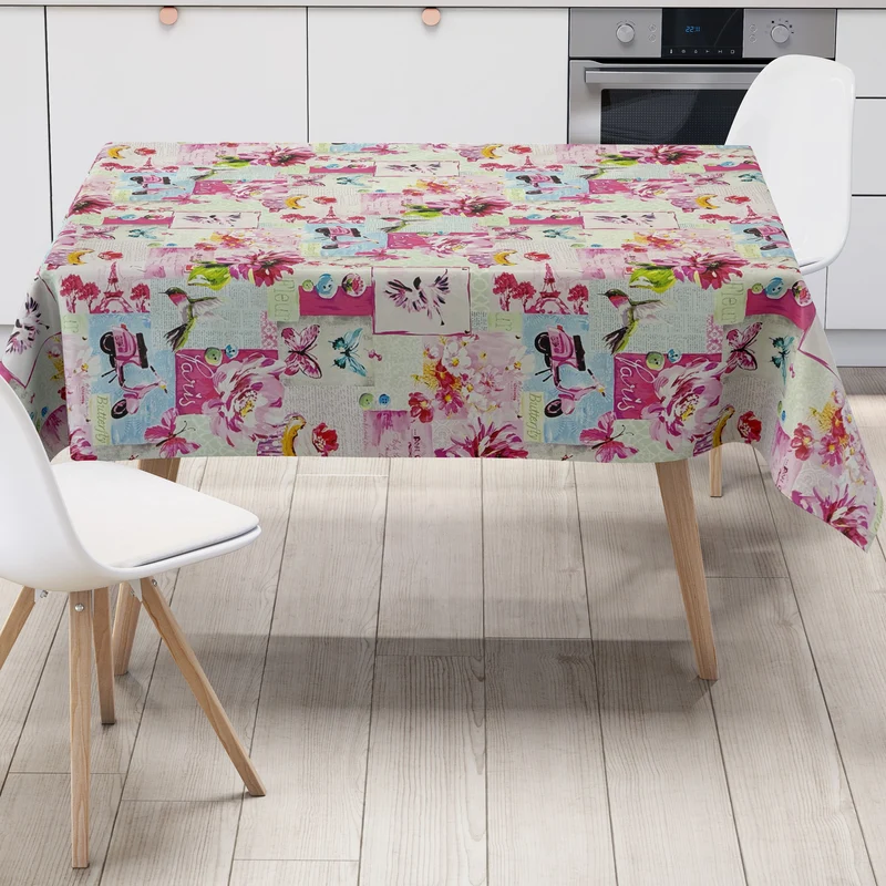 Wachstuch Tischdecke M19999 Paris Roller Eiffelturm Blumen eckig rund oval