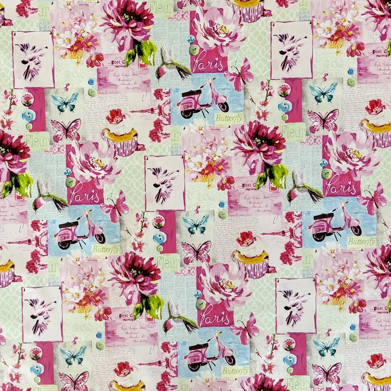 Wachstuch Tischdecke M19999 Paris Roller Eiffelturm Blumen eckig rund oval