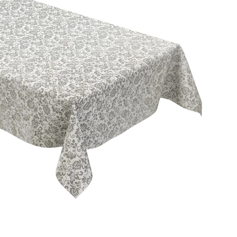 Wachstuch Tischdecke M19172 weiß Ornamente Silber Barock eckig rund oval