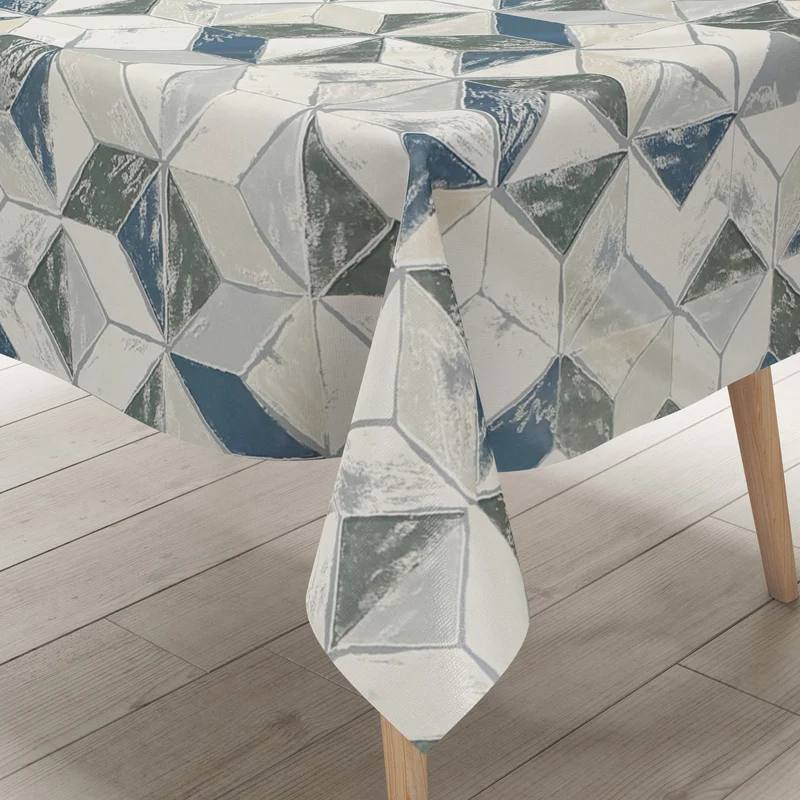 Wachstuch Tischdecke M19368 blau retro Würfel Fliesen eckig rund oval