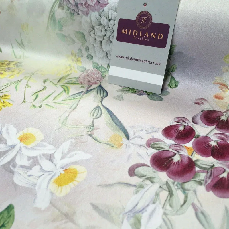 Yellow Lime Matt Floral peach skin Silky Satin Printed Fabric 150 Cm MQ1081-2