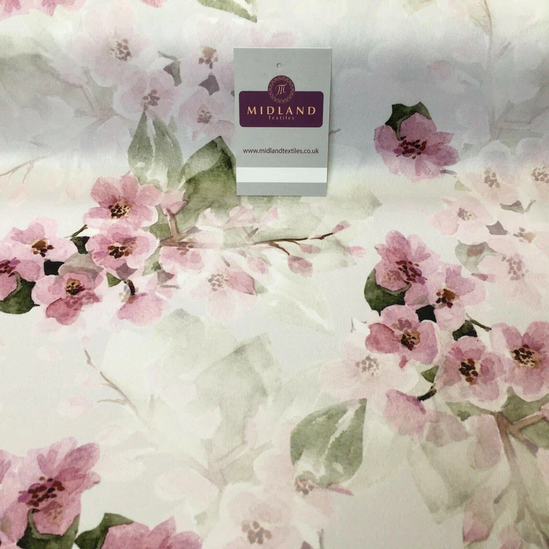 Rose Pink Matt Floral peach skin Silky Satin Printed Fabric 150 Cm MQ1081-5