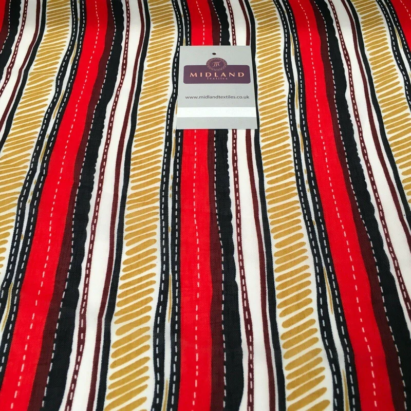 Red & Navy Georgette crepe Linen effect dress Fabric 150cm wide MK1095-17