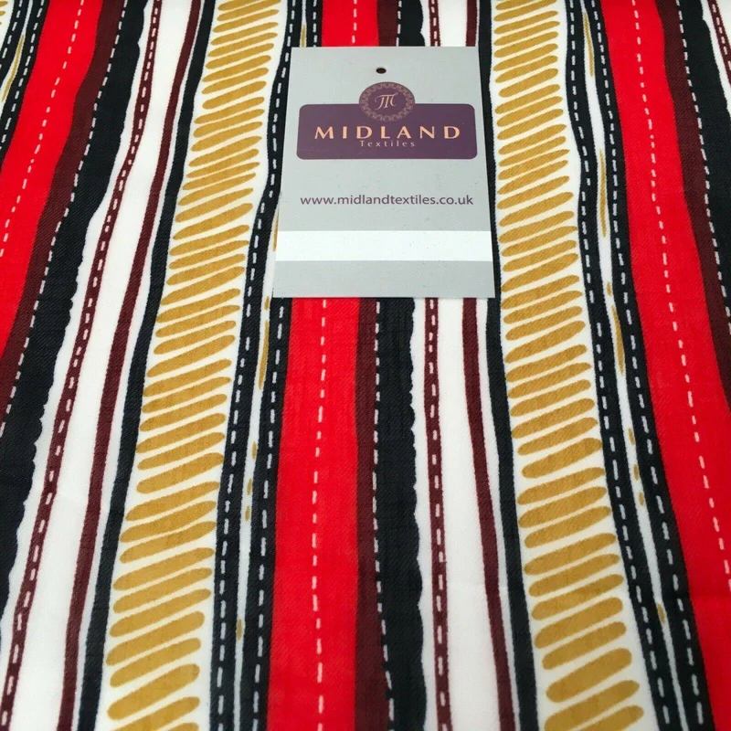 Red & Navy Georgette crepe Linen effect dress Fabric 150cm wide MK1095-17