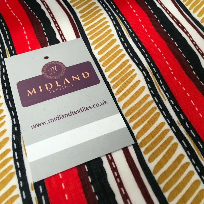 Red & Navy Georgette crepe Linen effect dress Fabric 150cm wide MK1095-17