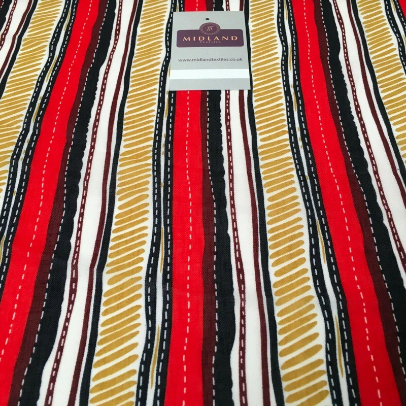 Red & Navy Georgette crepe Linen effect dress Fabric 150cm wide MK1095-17