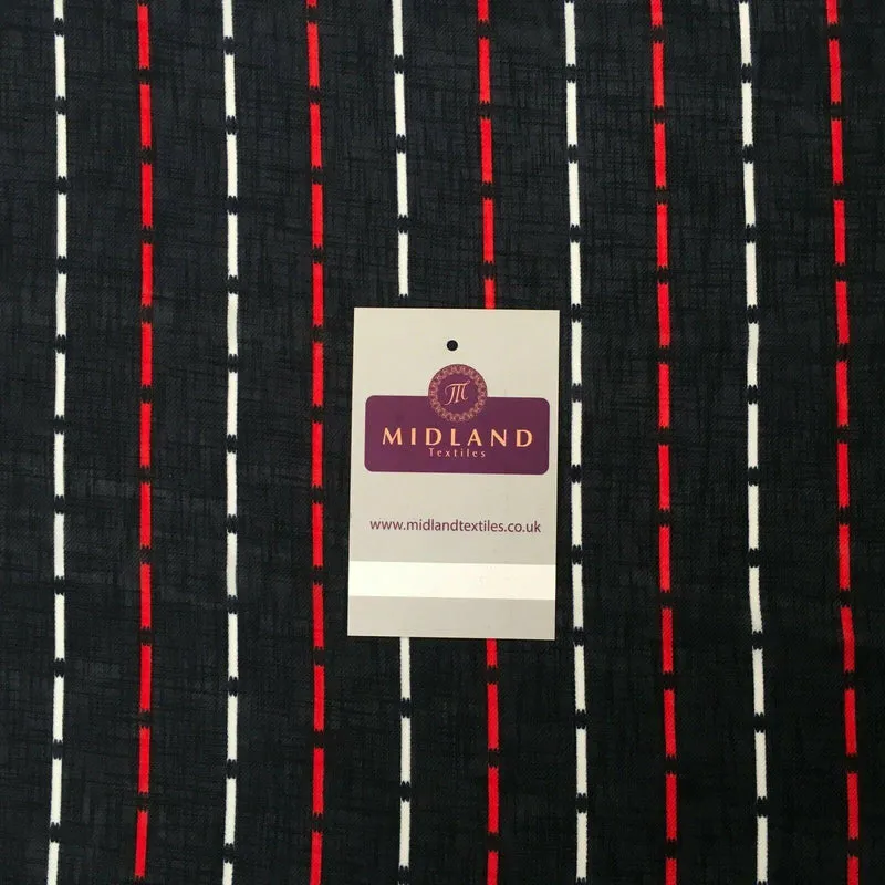Navy Blue Line Georgette crepe Linen effect dress Fabric 150cm wide MK1095-2