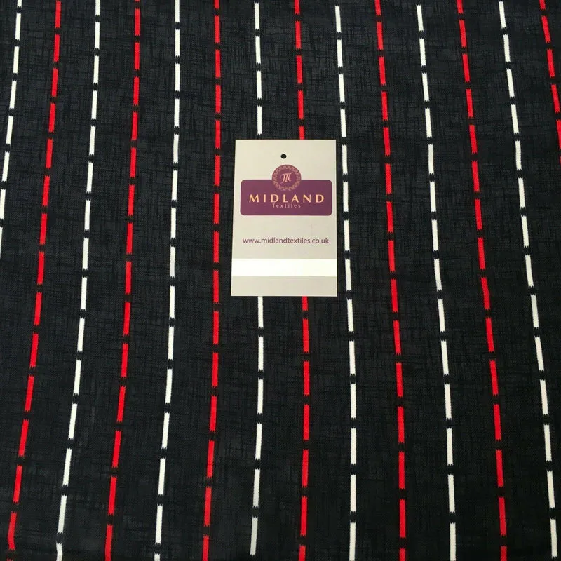 Navy Blue Line Georgette crepe Linen effect dress Fabric 150cm wide MK1095-2