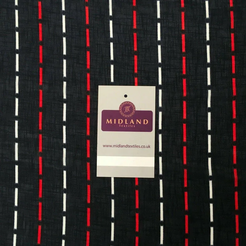 Navy Blue Line Georgette crepe Linen effect dress Fabric 150cm wide MK1095-2