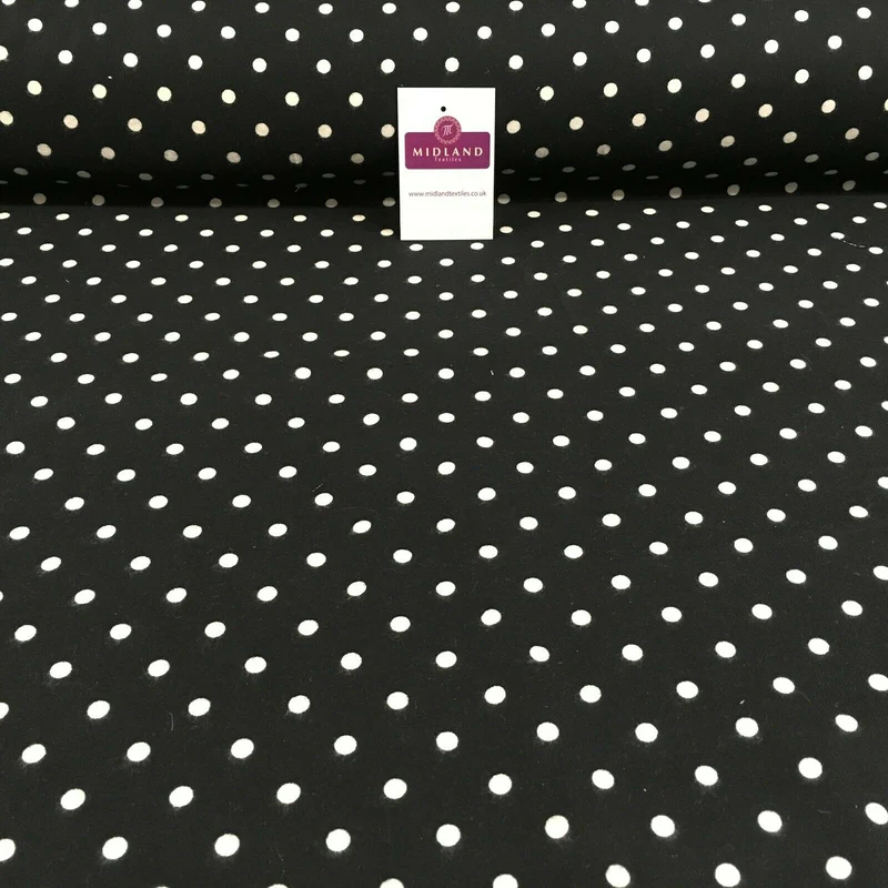 Black Cream Spot Cotton Wynciette Soft Brushed Flannel Fabric 144 cm MK988-25
