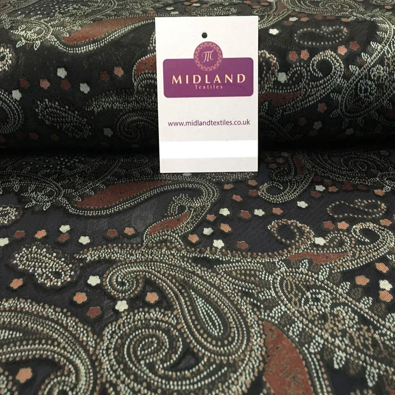 Paisley Printed Burnout Satin Devoré Braso Chiffon fabric 58" Wide MA1028 Mtex