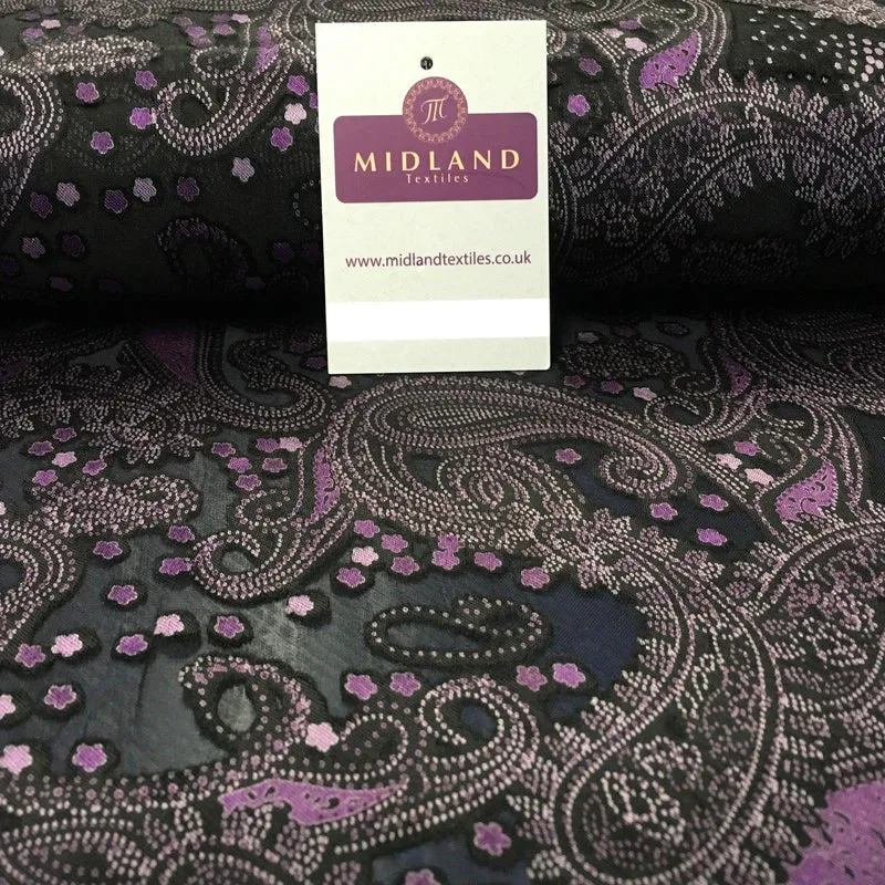 Paisley Printed Burnout Satin Devoré Braso Chiffon fabric 58" Wide MA1028 Mtex